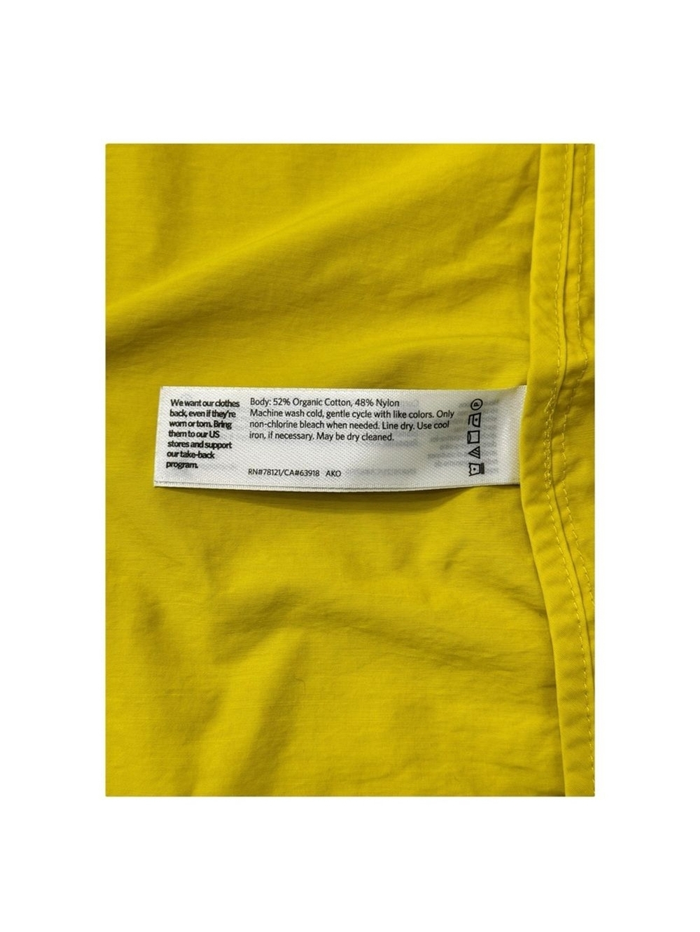 Eileen Fisher Light Organic Cotton Nylon Jacket Hooded Yellow Women’s Size S - Picture 10 of 11